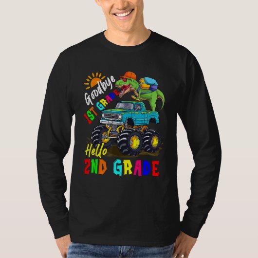 Goodbye 1st Grade Hello 2nd Grade Rex Riding Monst T-Shirt (Vorderseite)