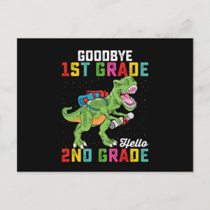 Goodbye 1st Grade Hello 2nd Grade T Rex Dinosaur Postkarte