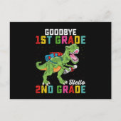 Goodbye 1st Grade Hello 2nd Grade T Rex Dinosaur Postkarte (Vorderseite)
