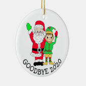 Goodbye 2020 Santa and Elf in Facemask Keramik Ornament (Rechts)
