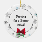 Goodbye 2020 Santa and Elf in Facemask Keramik Ornament (Hinten)