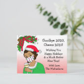 Goodbye 2020 Weihnachten Spaß Funny Retro Lady Postkarte (Stehend Vorderseite)