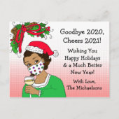 Goodbye 2020 Weihnachten Spaß Funny Retro Lady Postkarte (Vorderseite)
