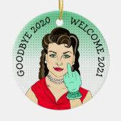 Goodbye 2020 Welcome 2021 Funny Retro Weihnachten Keramik Ornament (Vorne)