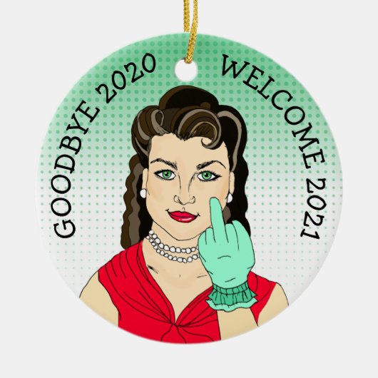 Goodbye 2020 Welcome 2021 Funny Retro Weihnachten Keramik Ornament (Vorne)