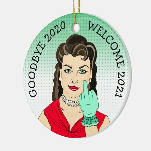 Goodbye 2020 Welcome 2021 Funny Retro Weihnachten Keramik Ornament (Links)