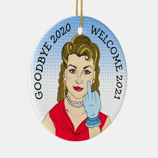 Goodbye 2020 Welcome 2021 Funny Retro Weihnachten Keramik Ornament (Rechts)