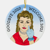 Goodbye 2020 Welcome 2021 Funny Retro Weihnachten Keramik Ornament (Vorne)