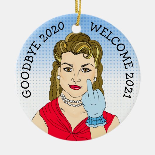 Goodbye 2020 Welcome 2021 Funny Retro Weihnachten Keramik Ornament (Vorne)