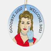 Goodbye 2020 Welcome 2021 Funny Retro Weihnachten Keramik Ornament (Links)