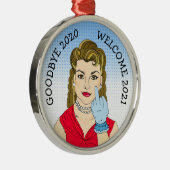 Goodbye 2020 Welcome 2021 Funny Retro Weihnachten Ornament Aus Metall (Rechts)