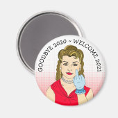 Goodbye 2020, Welcome 2021 Retro Lady Sarcasm Magnet (Vorderseite/Rückseite)