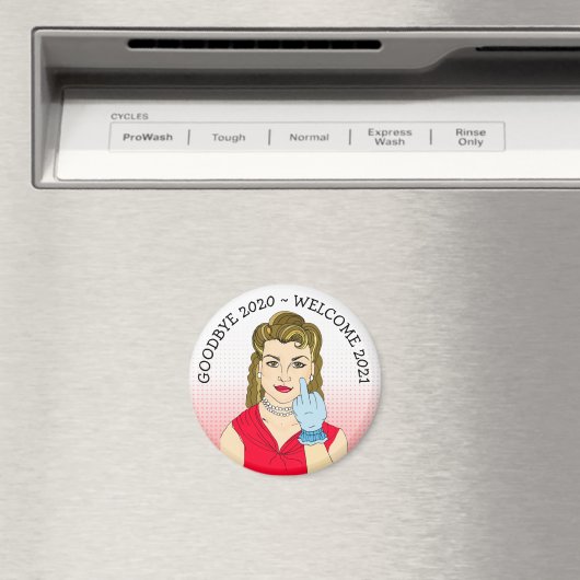 Goodbye 2020, Welcome 2021 Retro Lady Sarcasm Magnet (In Situ (Geschirrspüler))