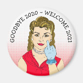 Goodbye 2020, Welcome 2021 Retro Lady Sarcasm Magnet (Vorne)