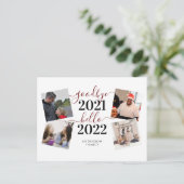 Goodbye 2021 Hello 2022 Calligraphy Foto New Year Postkarte (Stehend Vorderseite)