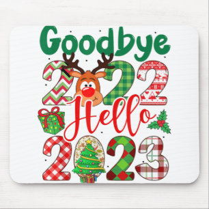 Goodbye 2022 Hallo 2023 Leopard Weihnachten Mousepad