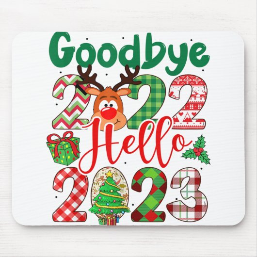 Goodbye 2022 Hallo 2023 Leopard Weihnachten Mousepad (Vorne)