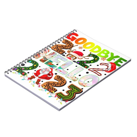 Goodbye 2022 Hello 2023 Niedlich Santa Claus Reind Notizblock (Linke Seite)
