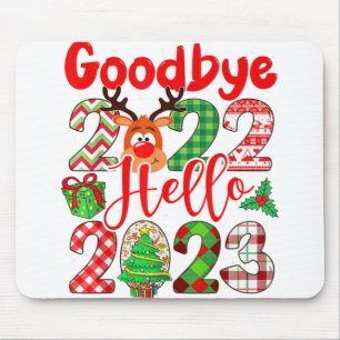 Goodbye 2022 Hello 2023 Niedlicher Weihnachtsleopa Mousepad