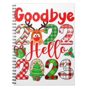 Goodbye 2022 Hello 2023 Niedlicher Weihnachtsleopa Notizblock
