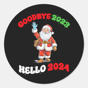 Goodbye 2023 Hallo 2024 Frohe Weihnachten Glück Ne Runder Aufkleber