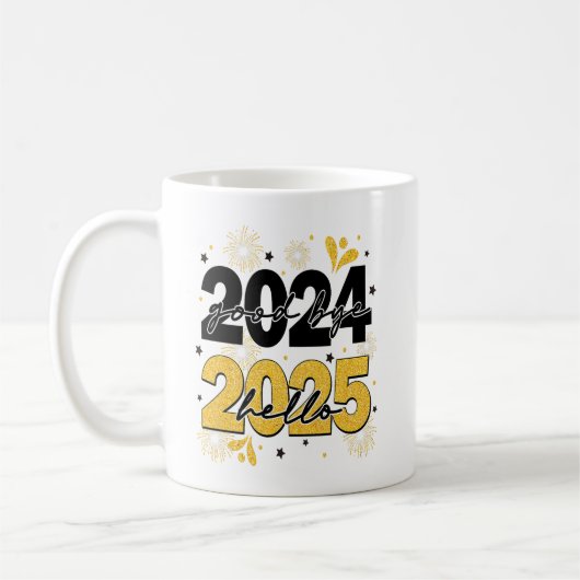 Goodbye 2024 Hello 2025 Fireworks Happy New Years Kaffeetasse (Links)