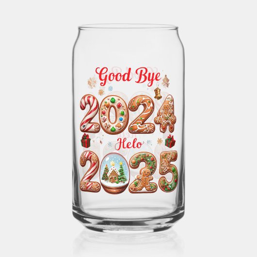 Goodbye 2024 Hello 2025 Happy New year Design Dosenglas (Vorderseite)