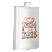 Goodbye 2024 Hello 2025 Happy New year Design Flachmann (Rechts)