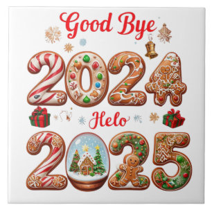 Goodbye 2024 Hello 2025 Happy New year Design Fliese
