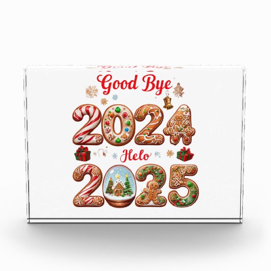 Goodbye 2024 Hello 2025 Happy New Year Design Fotoblock (Vorderseite)