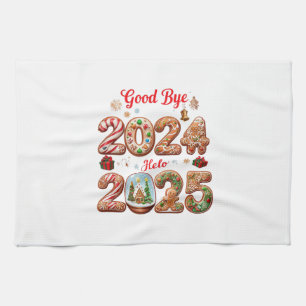 Goodbye 2024 Hello 2025 Happy New year Design Geschirrtuch