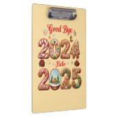 Goodbye 2024 Hello 2025 Happy New Year Design Klemmbrett (Rechts)