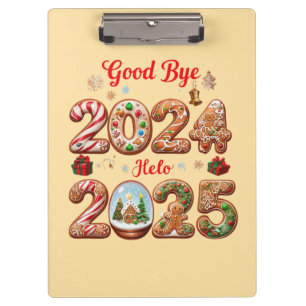 Goodbye 2024 Hello 2025 Happy New Year Design Klemmbrett