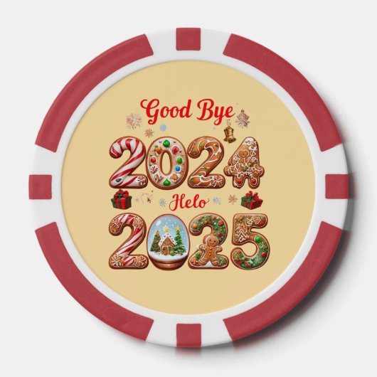 Goodbye 2024 Hello 2025 Happy New year Design Pokerchips (Vorderseite)