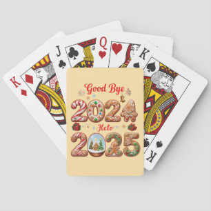 Goodbye 2024 Hello 2025 Happy New year Design Spielkarten