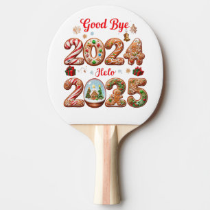 Goodbye 2024 Hello 2025 Happy New Year Design Tischtennis Schläger