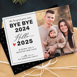 Goodbye 2024 Hello 2025 New Year Minimalistisch Fo Feiertagskarte