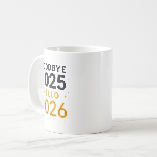 Goodbye 2025 — Hello 2026 _ Bold Modern Contrast Kaffeetasse (Vorderseite Links)