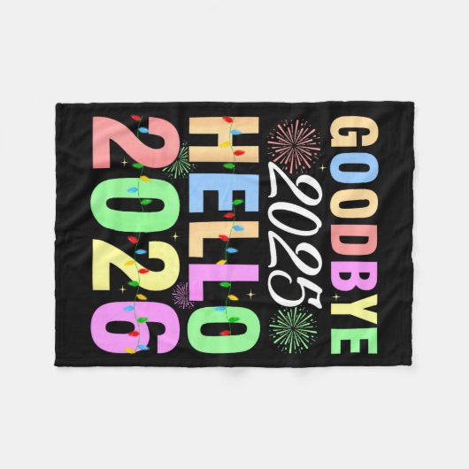 Goodbye 2025 Hello 2026 Christmas Lights Happy New Fleecedecke (Vorderseite (Horizontal))
