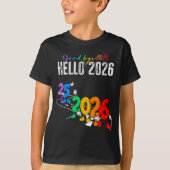 Goodbye 2025 Hello 2026 Funny Cartoon New Year Boy T-Shirt (Vorderseite)