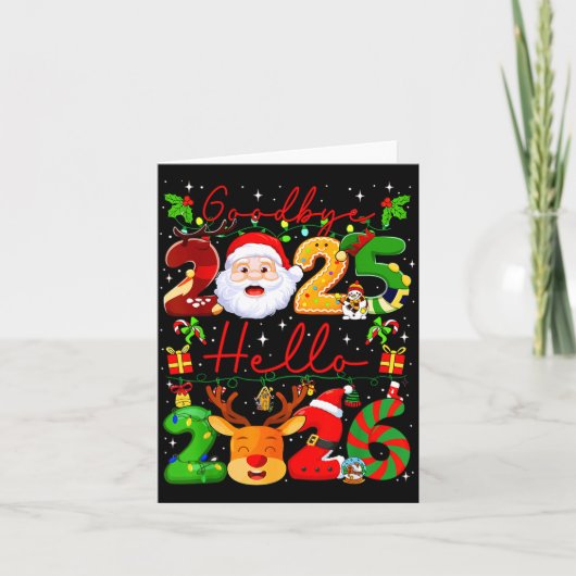 Goodbye 2025 Hello 2026 Happy New Year Christmas F Karte (Vorderseite)