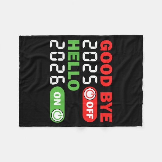Goodbye 2025 Hello 2026 Happy New Year Party Famil Fleecedecke (Vorderseite (Horizontal))