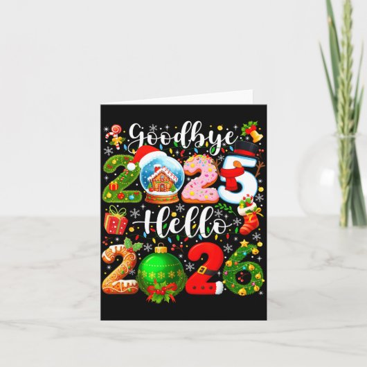 Goodbye 2025 Hello 2026 Happy New Year's Eve Chris Karte (Vorderseite)