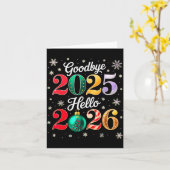 Goodbye 2025 Hello 2026 Happy New Year's Eve Chris Karte (Gelbe Blume)