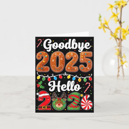 Goodbye 2025 Hello 2026 Happy New Year's Eve Chris Karte (Gelbe Blume)
