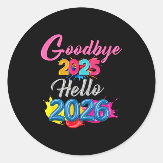 Goodbye 2025 Hello 2026 Kids Funny New Year  Runder Aufkleber (Vorderseite)