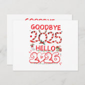 Goodbye 2025 Hello 2026 Merry Christmas Happy New Begleitkarte (Vorne/Hinten)