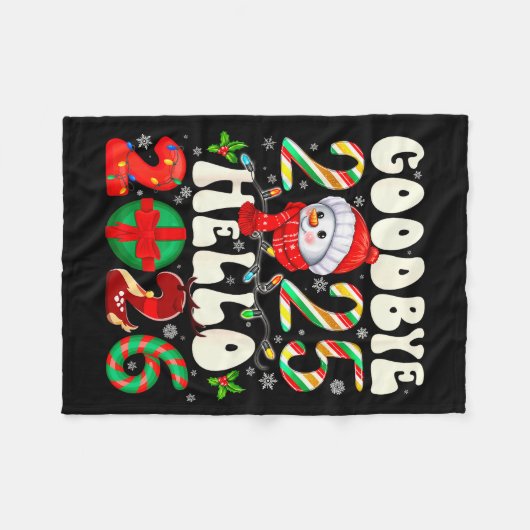 Goodbye 2025 Hello 2026 Merry Christmas Happy New Fleecedecke (Vorderseite (Horizontal))