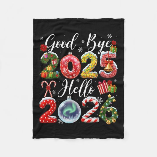 Goodbye 2025 Hello 2026 Merry Christmas Happy New  Fleecedecke (Vorderseite)