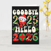 Goodbye 2025 Hello 2026 Merry Christmas Happy New Karte (Gelbe Blume)